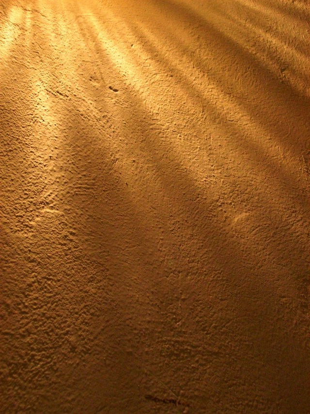 Gold plaster wall in raking light