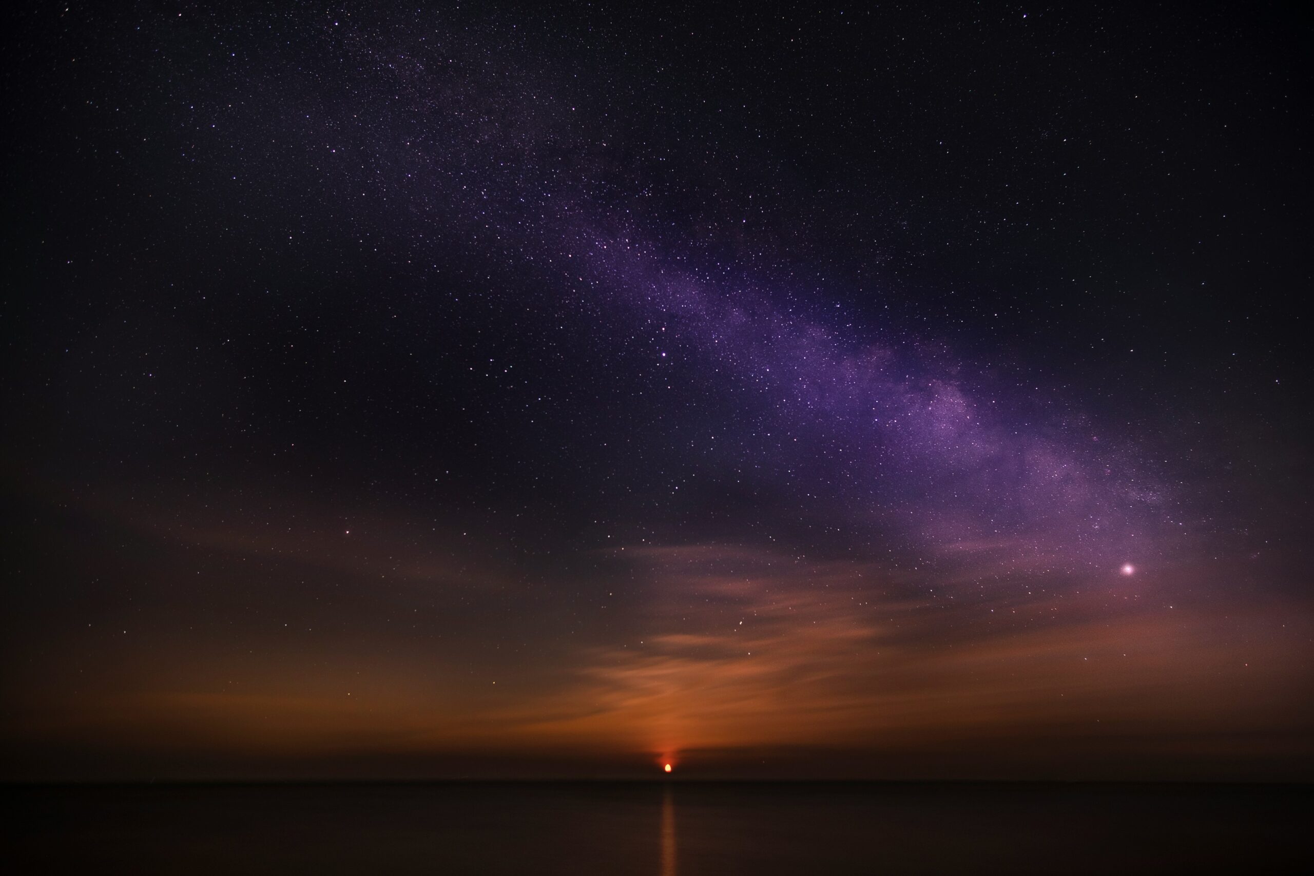 Night sky over a dark horizon at last light