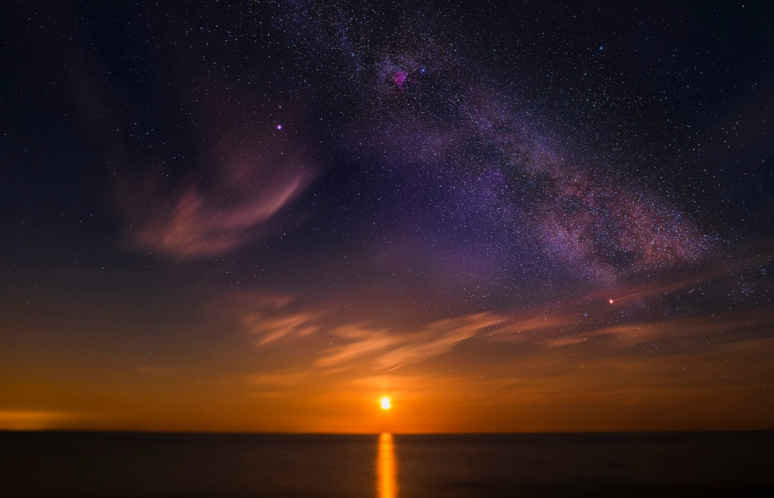 Milky Way above a sunset horizon