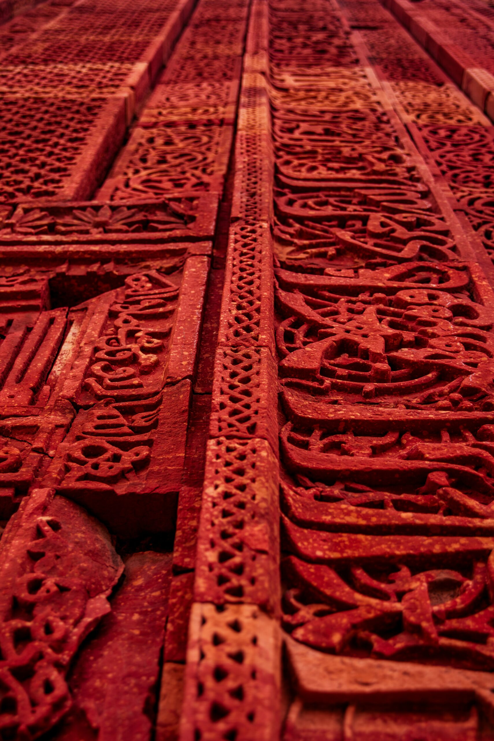 Carved red sandstone lattice